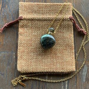 Labradorite Perfume Bottle Labradorite Heart Necklace Gold Perfume Necklace